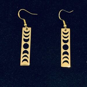 Moon Phases Gold bar dangle earrings